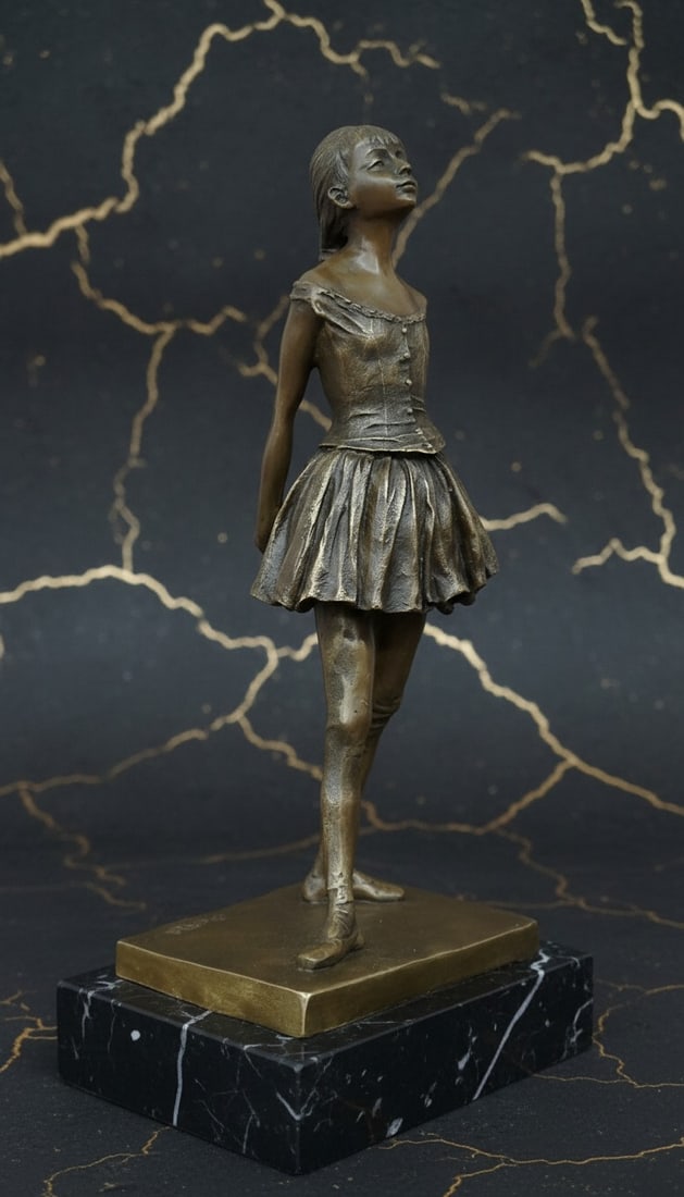 Ballerina Dancer Bronze Figurine Impressionist Style Ballet Girl Statue - 3