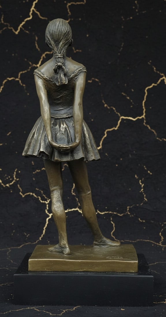 Ballerina Dancer Bronze Figurine Impressionist Style Ballet Girl Statue - 4