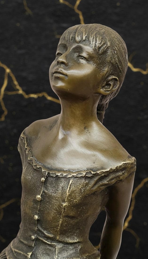 Ballerina Dancer Bronze Figurine Impressionist Style Ballet Girl Statue - 5