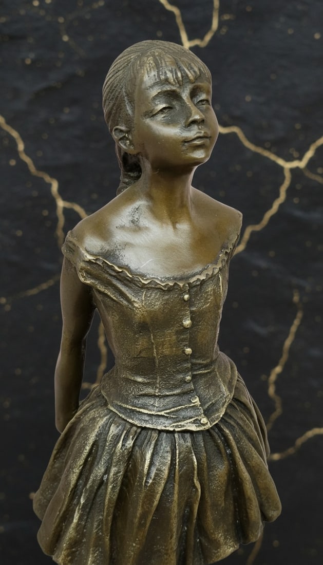 Ballerina Dancer Bronze Figurine Impressionist Style Ballet Girl Statue - 6