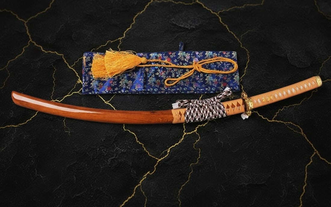 Hand-Forged T10 Steel Tachi Samurai Sword Battle Ready Rosewood Scabbard - 2