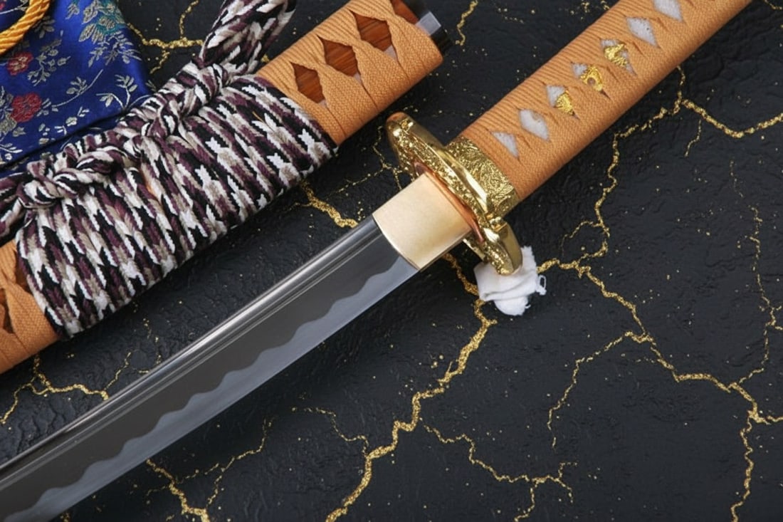 Hand-Forged T10 Steel Tachi Samurai Sword Battle Ready Rosewood Scabbard - 4