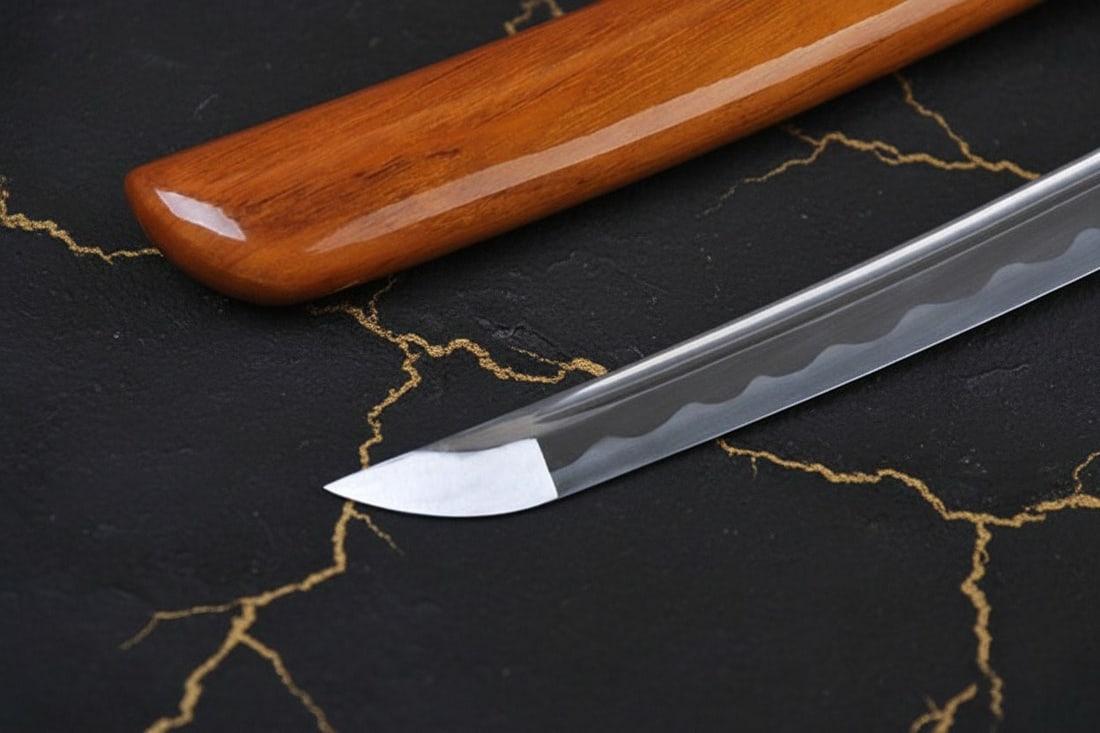 Hand-Forged T10 Steel Tachi Samurai Sword Battle Ready Rosewood Scabbard - 7