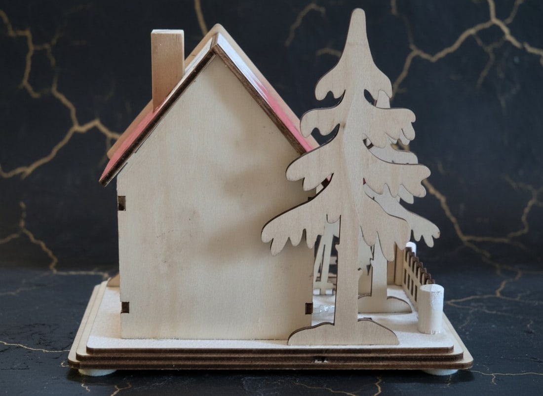 Lighted Alpine Wooden Holiday Cottage LED Winter Scene Christmas Decor New - 5