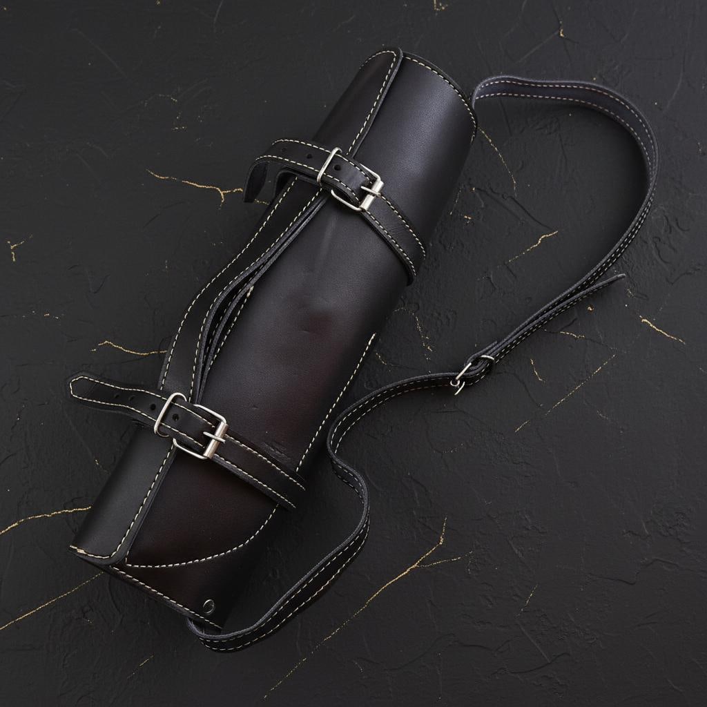 Hand Forged Damascus Chef Knife Set 4-Piece High Carbon Steel with Leather Roll Bag - 7