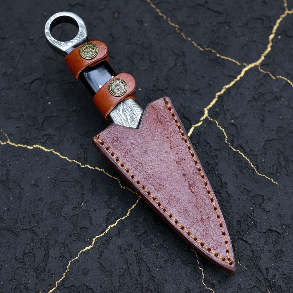 Damascus Steel Double-Edged Full Tang Combat Boot Knife Survival Dagger - 4