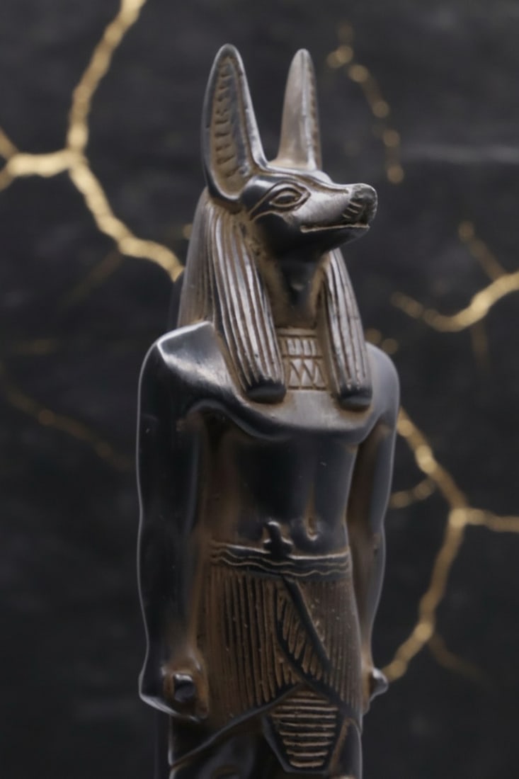 Hand Carved Black Stone Anubis Figurine Ancient Egyptian Deity Statue - 12