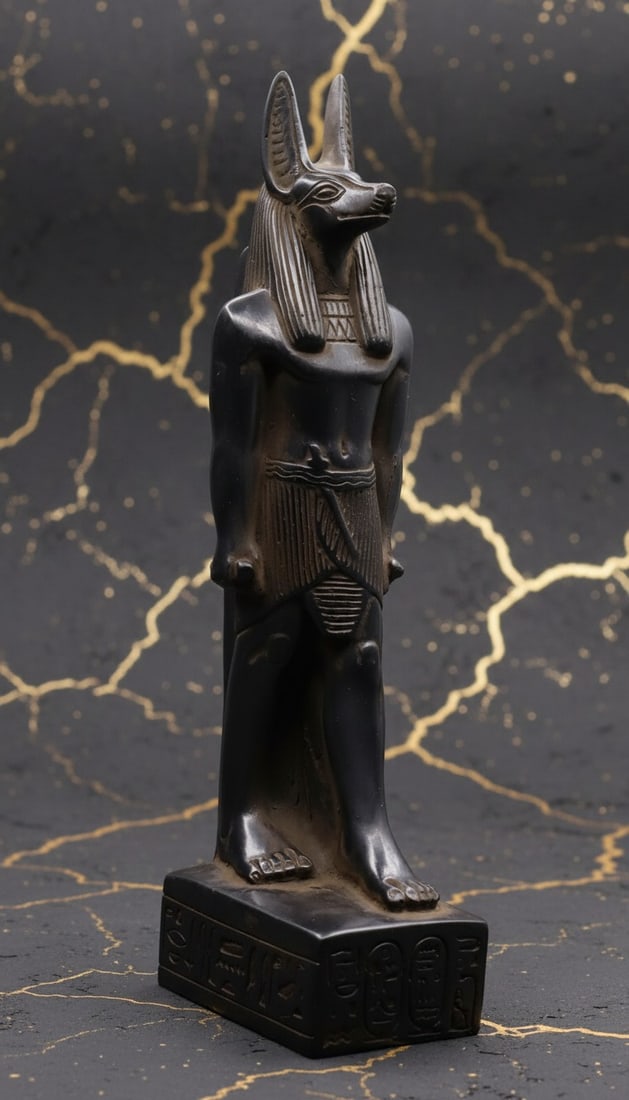 Hand Carved Black Stone Anubis Figurine Ancient Egyptian Deity Statue (1 of 12)