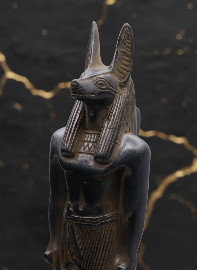 Hand Carved Black Stone Anubis Figurine Ancient Egyptian Deity Statue - 2