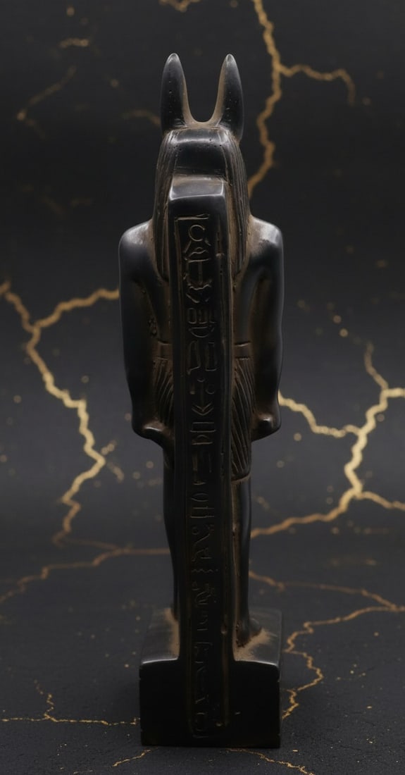 Hand Carved Black Stone Anubis Figurine Ancient Egyptian Deity Statue - 7