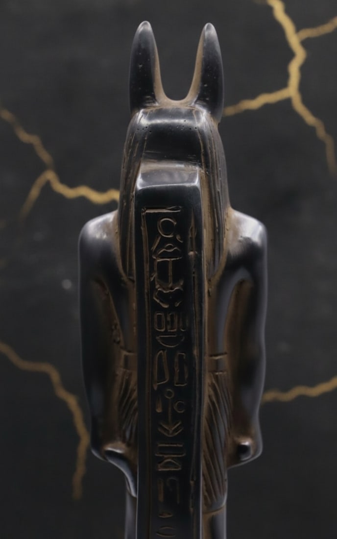 Hand Carved Black Stone Anubis Figurine Ancient Egyptian Deity Statue - 8