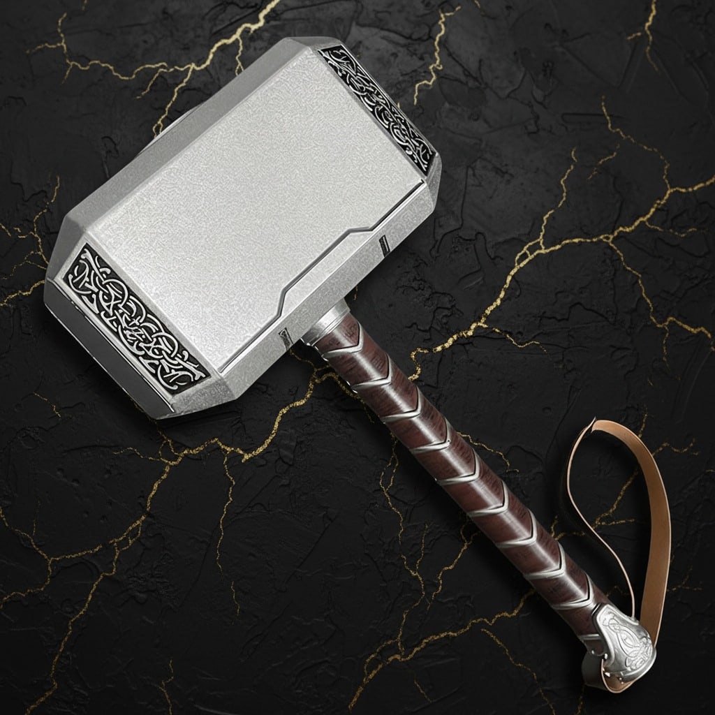 Lightweight Foam Mjolnir Hammer Cosplay Prop Thunder God Accessory: Title:Lightweight Foam Mjolnir Hammer Cosplay Prop Thunder God Accessory Description:This 17 1/8?inch Thor Mjolnir prop replica offers an authentic look at the legendary thunder hammer, featuring a sa