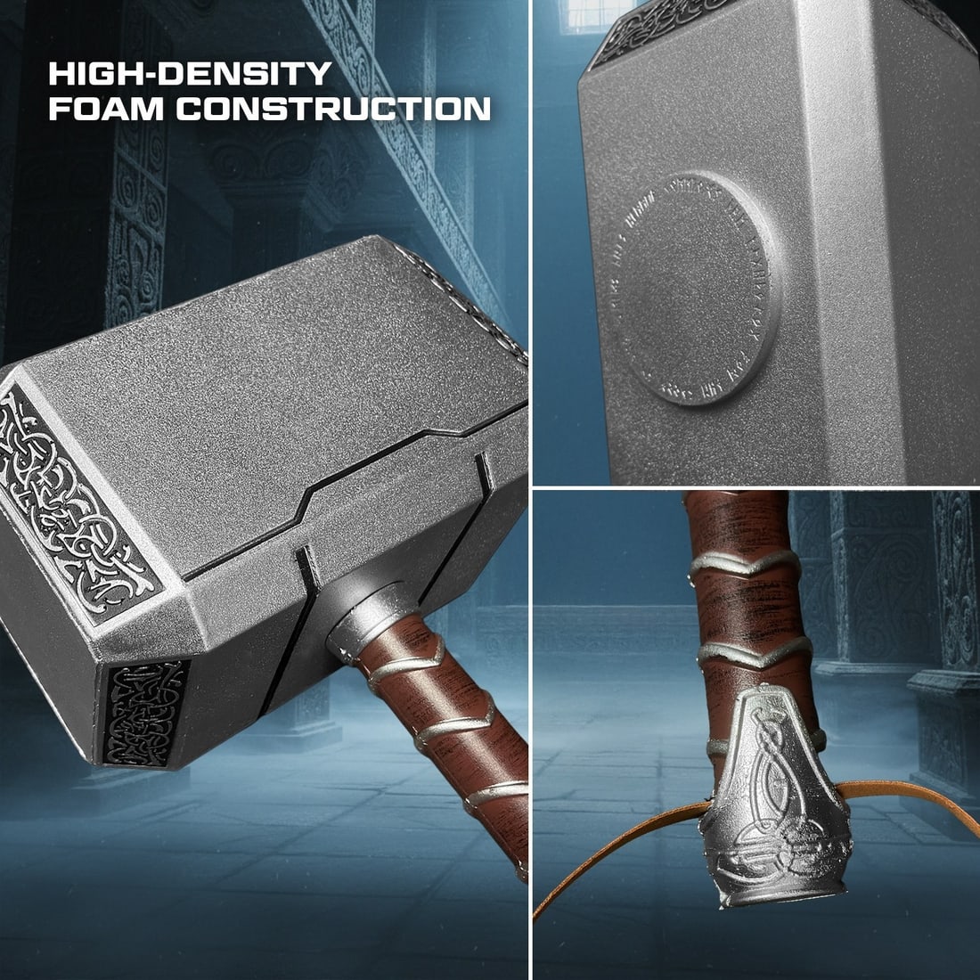 Lightweight Foam Mjolnir Hammer Cosplay Prop Thunder God Accessory - 3