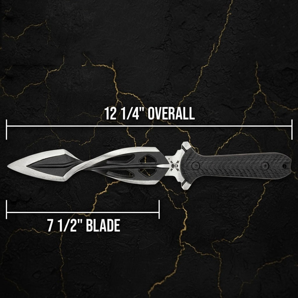 15" Spiral Fixed Blade Tactical Knife with Vortec Combat Sheath - 2