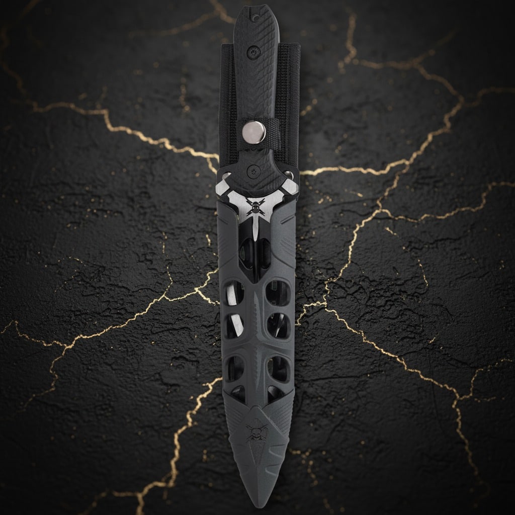15" Spiral Fixed Blade Tactical Knife with Vortec Combat Sheath - 4