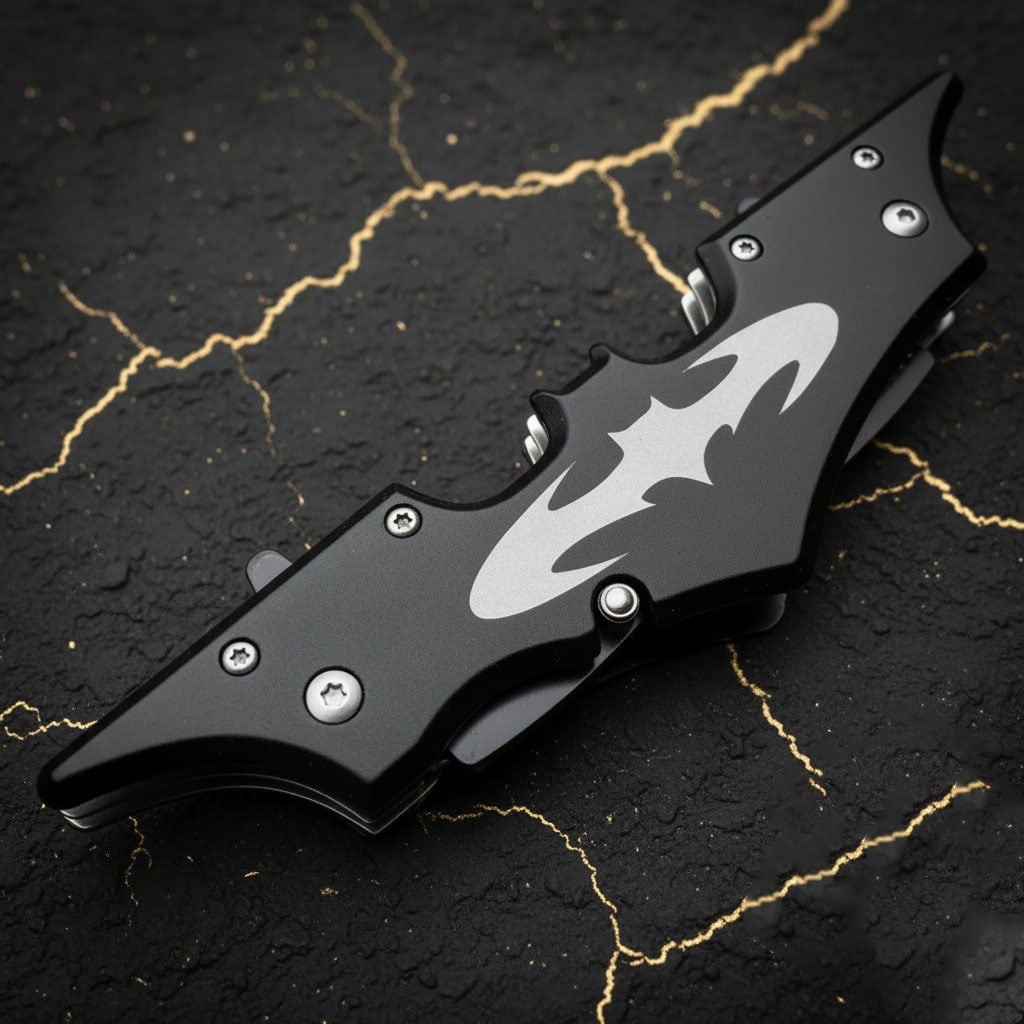 11.5" Dual Blade Folding Knife Assisted Spring Hero Theme Dark Knight Style - 4