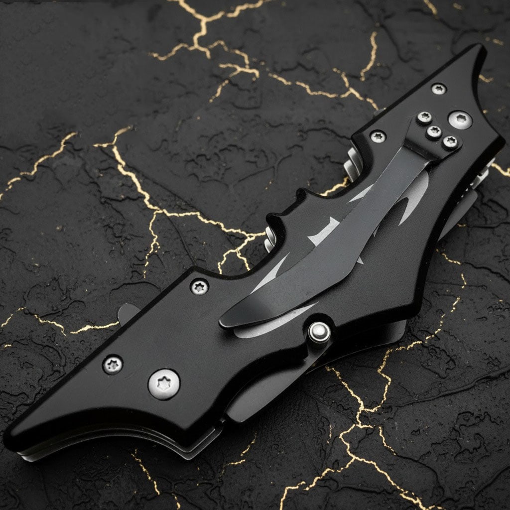 11.5" Dual Blade Folding Knife Assisted Spring Hero Theme Dark Knight Style - 5