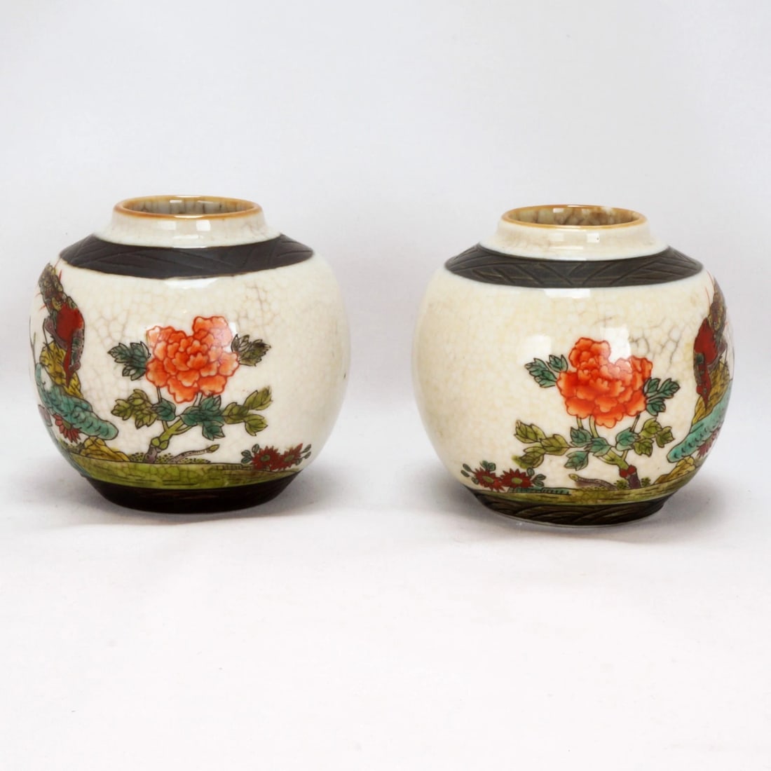 Early 20th C Small Pair Chinese Ginger Jars - 3