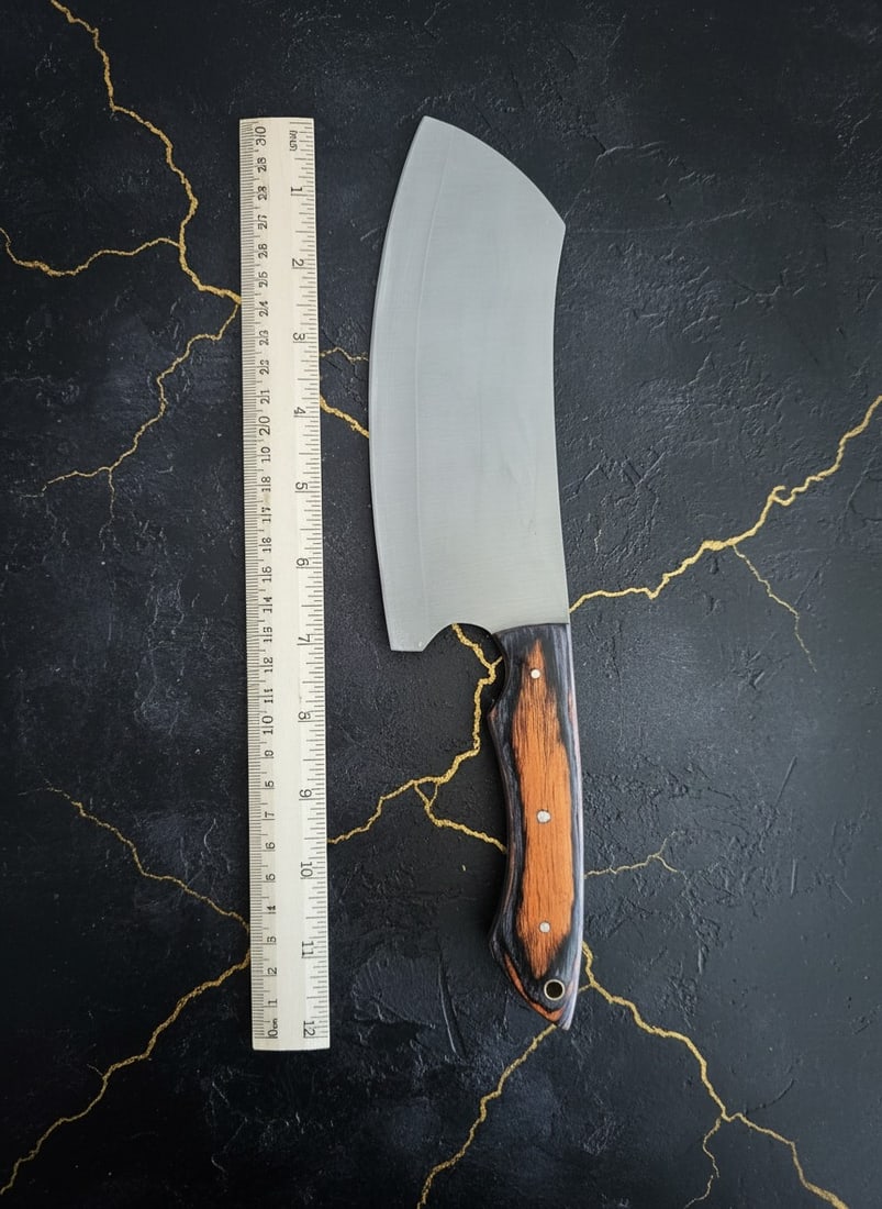 5pc Hand-Forged D2 Steel Chef Knife Set Hammered Finish With Leather Roll - 4