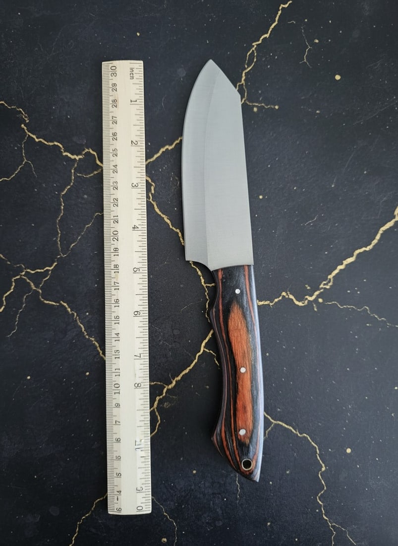 5pc Hand-Forged D2 Steel Chef Knife Set Hammered Finish With Leather Roll - 6
