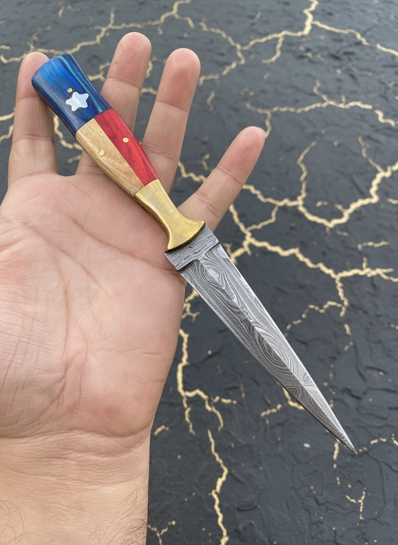 Hand-Forged Damascus Steel Boot Knife Hunting Dagger Bushcraft Tool - 3