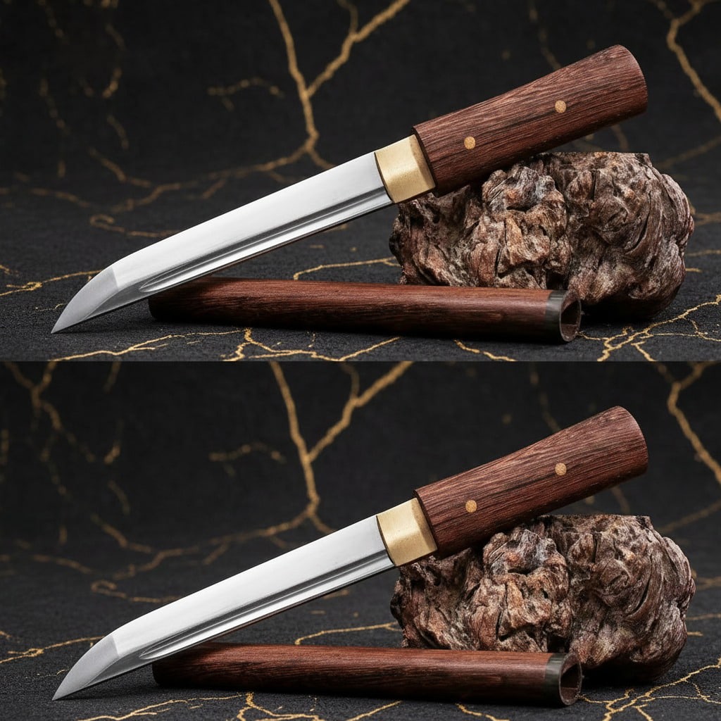 13" Hand-Forged 1095 Carbon Steel Tanto Knife Full Tang Japanese Shirasaya: Title:13" Hand-Forged 1095 Carbon Steel Tanto Knife Full Tang Japanese Shirasaya Description:This handcrafted Japanese Shirasaya Tanto is designed for self-defense and collection. It is forged in