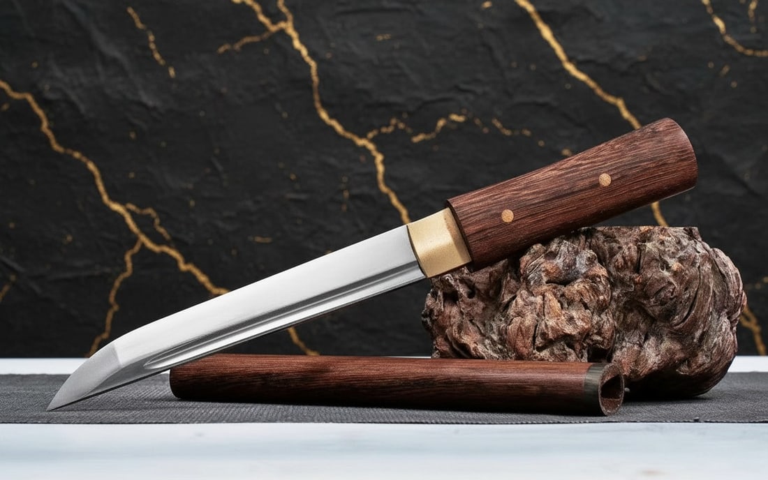 13" Hand-Forged 1095 Carbon Steel Tanto Knife Full Tang Japanese Shirasaya - 2