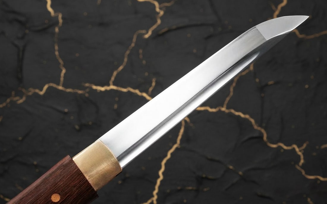 13" Hand-Forged 1095 Carbon Steel Tanto Knife Full Tang Japanese Shirasaya - 8