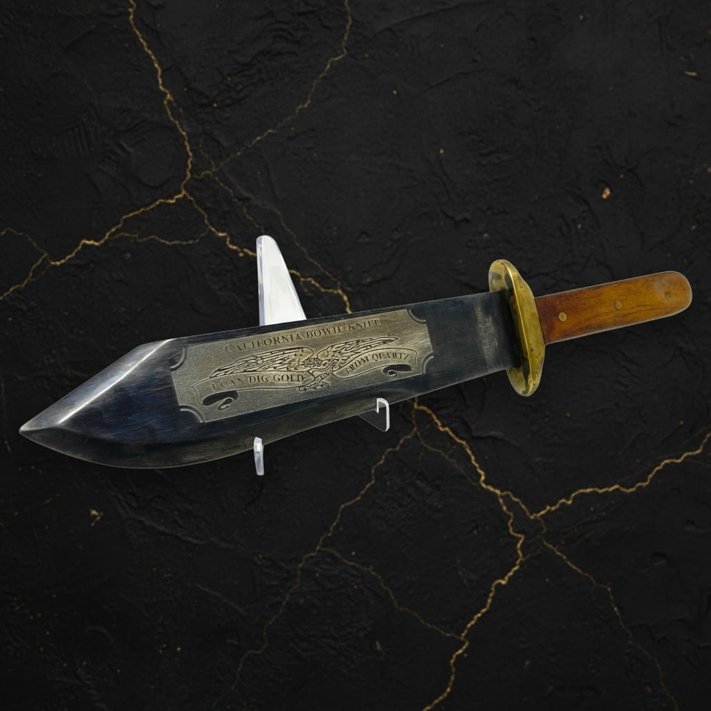 Vintage Style Gold Prospector Bowie Knife Acid Etched Steel Fixed Blade (1 of 8)