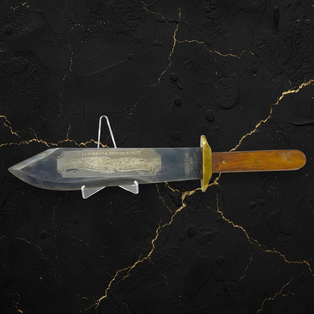 Vintage Style Gold Prospector Bowie Knife Acid Etched Steel Fixed Blade - 3