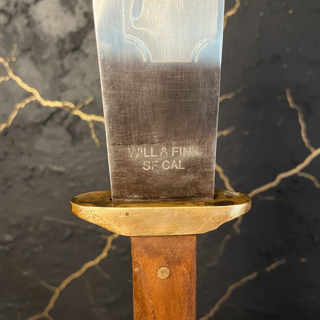 Vintage Style Gold Prospector Bowie Knife Acid Etched Steel Fixed Blade - 6