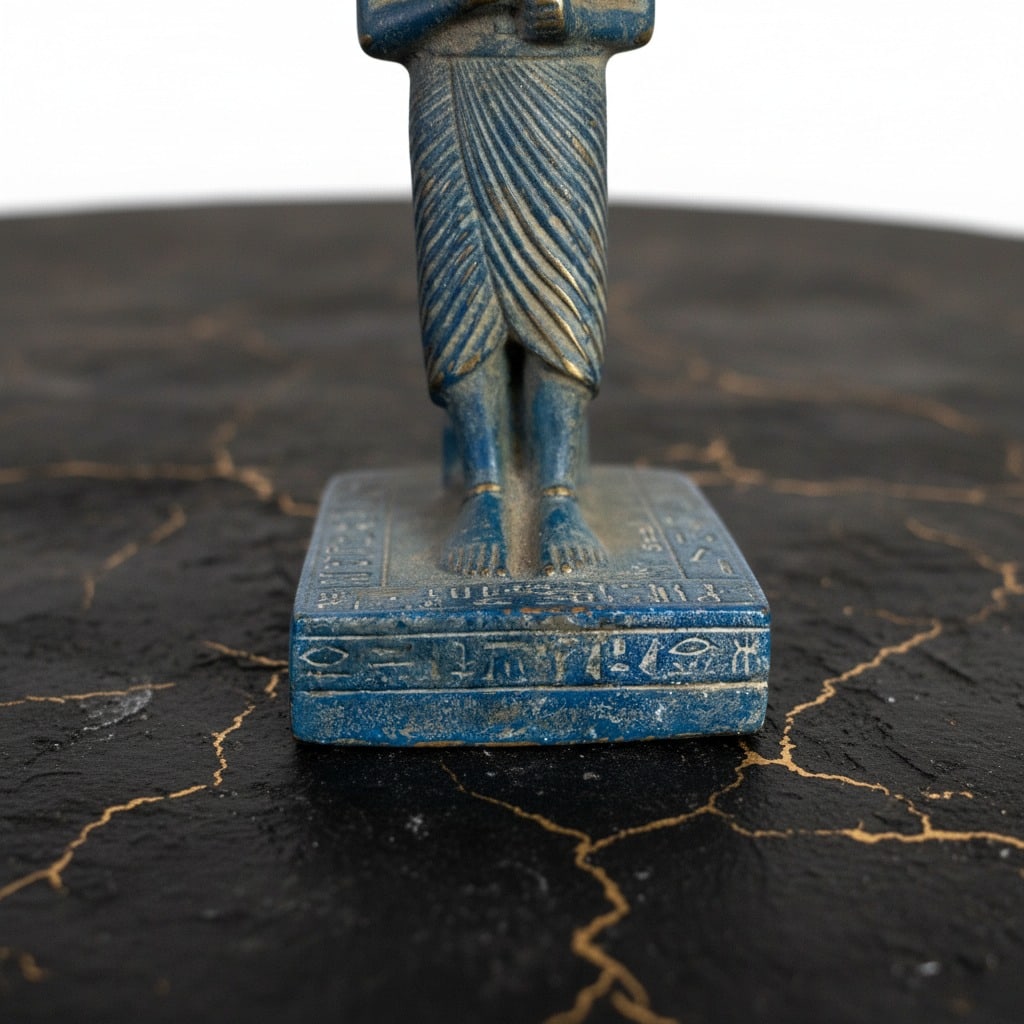 Vintage Style Egyptian Osiris Figurine Blue Gold God of Afterlife Statue - 7
