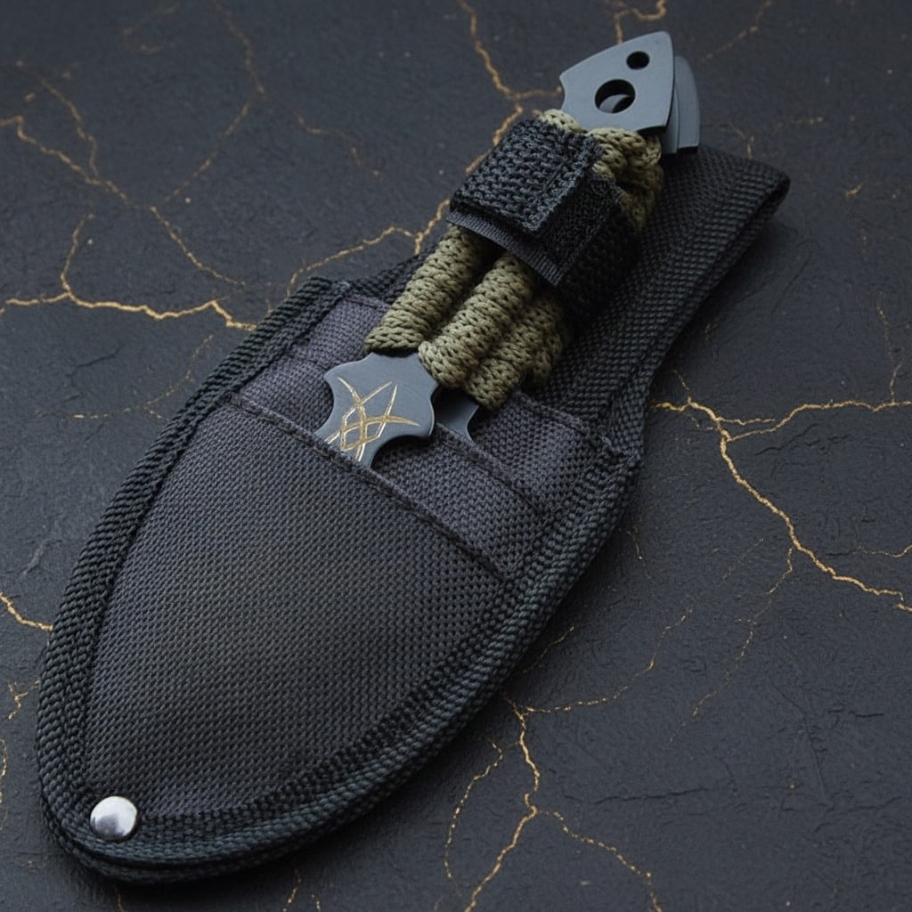 3pc Tactical Skull Throwing Knife Set 6.5" Combat Ninjutsu Kunai Blade Trio - 3