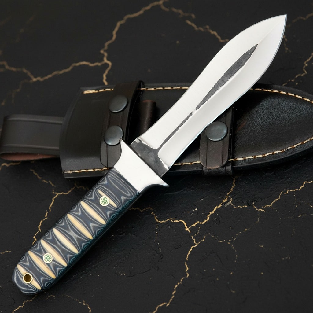 Handmade D2 Steel Dagger Micarta Grip and Premium Leather Sheath Tactical Knife (1 of 6)