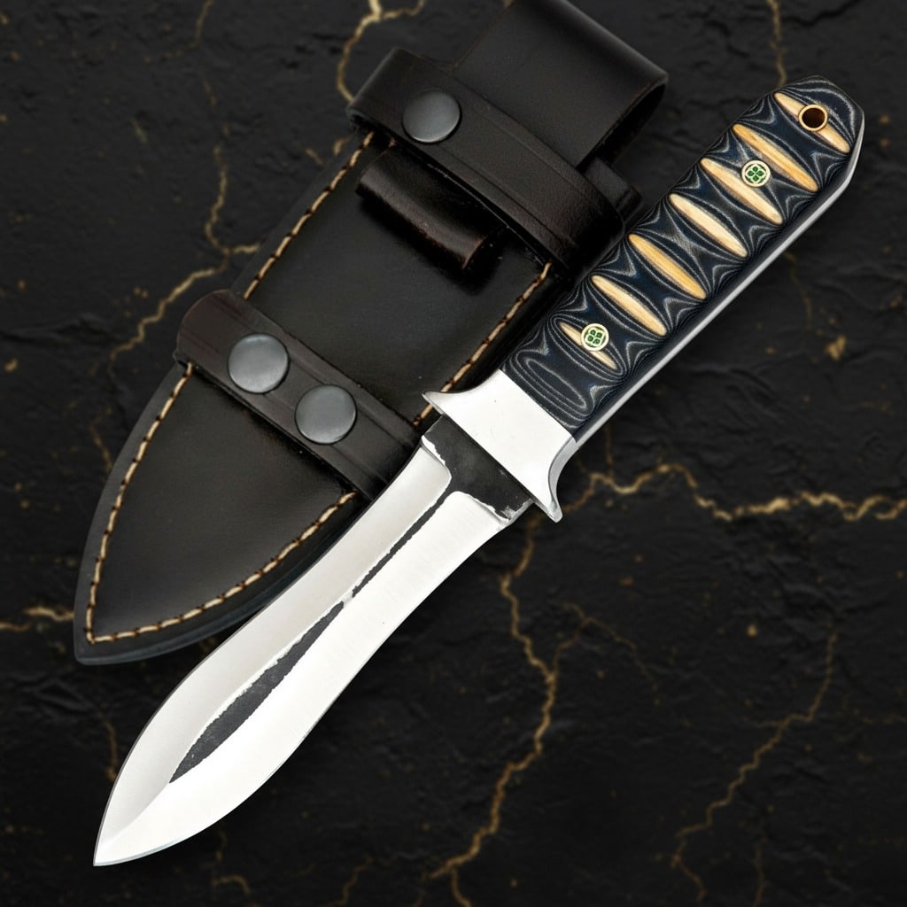 Handmade D2 Steel Dagger Micarta Grip and Premium Leather Sheath Tactical Knife - 2