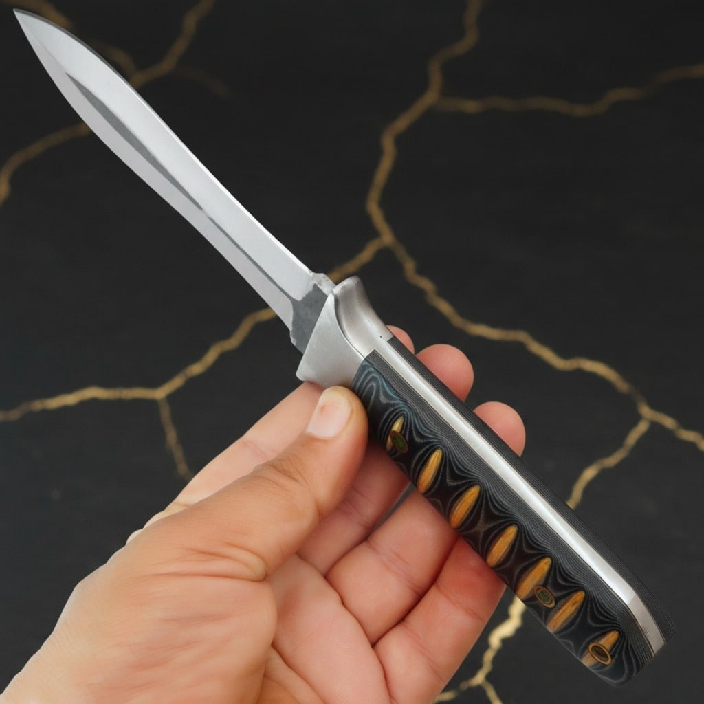 Handmade D2 Steel Dagger Micarta Grip and Premium Leather Sheath Tactical Knife - 5