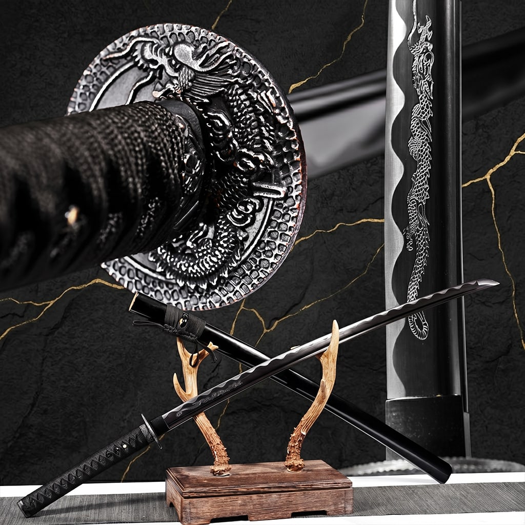 Hand-Forged 1060 Carbon Steel Japanese Katana Sharp Full Tang Dragon Blade (1 of 16)