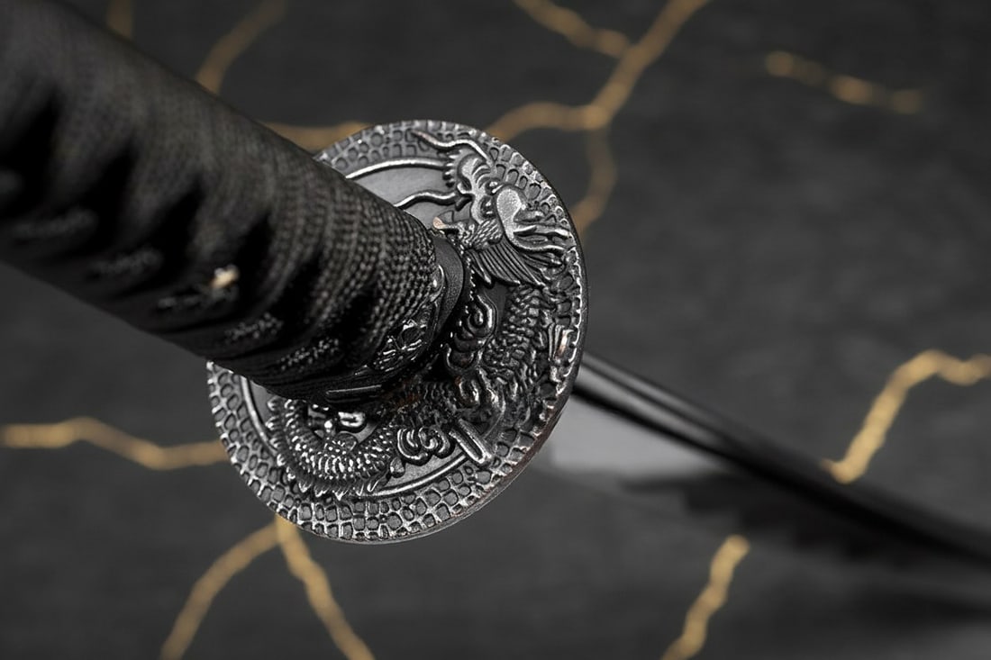Hand-Forged 1060 Carbon Steel Japanese Katana Sharp Full Tang Dragon Blade - 7