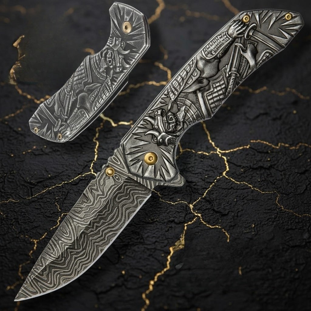 Damascus Steel Tactical EDC Folding Knife Spring Assisted Pocket Folder (1 of 4)