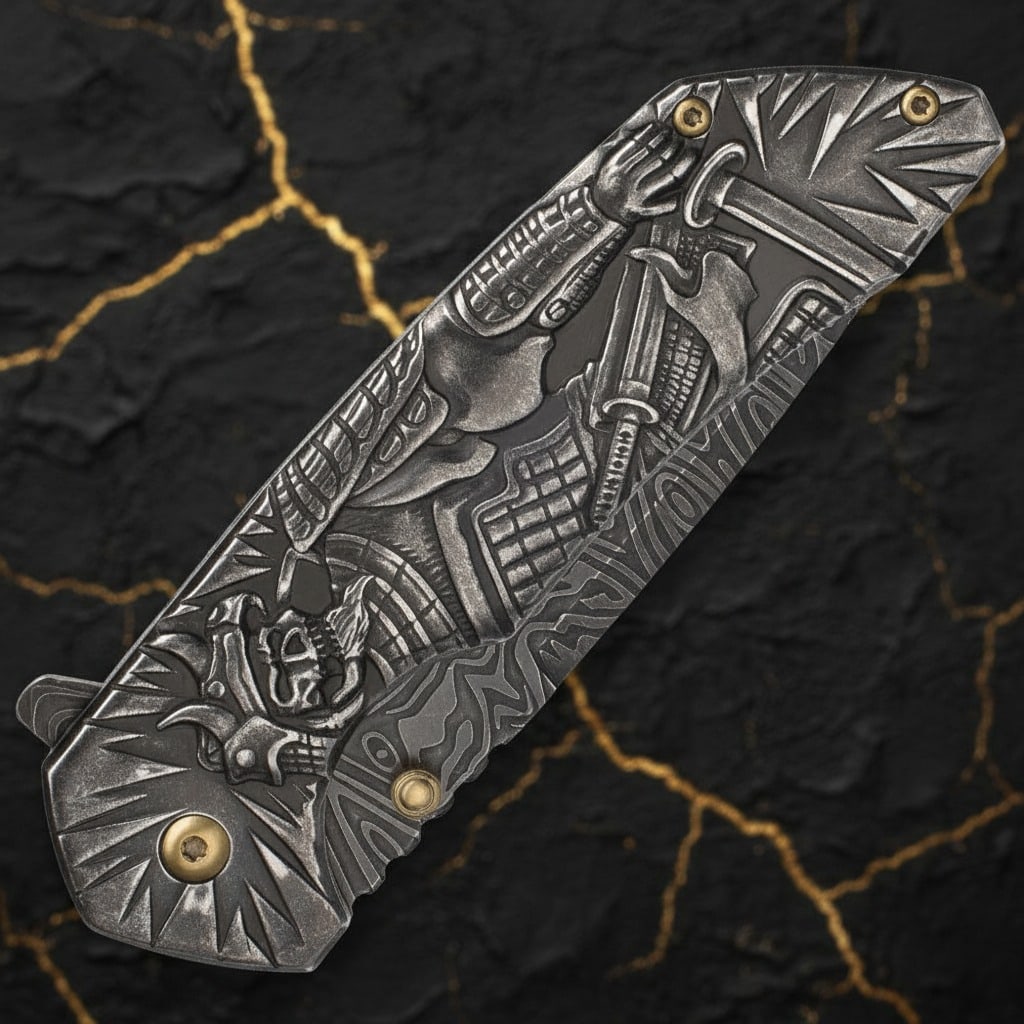 Damascus Steel Tactical EDC Folding Knife Spring Assisted Pocket Folder - 4