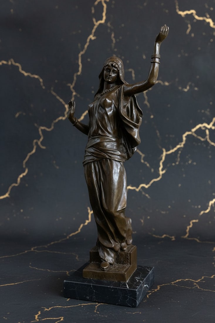 Handmade Islamic Princess Bronze Statue Figurine Art Hot Cast Sculpture - 2