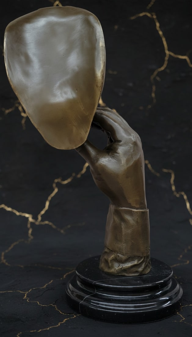 Handcrafted Bronze Cigar Smoker Figurine on Marble Base Art Sculpture - 3