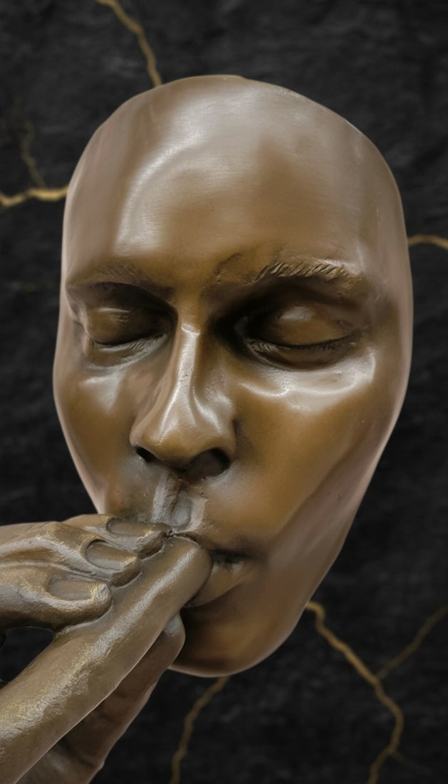 Handcrafted Bronze Cigar Smoker Figurine on Marble Base Art Sculpture - 4