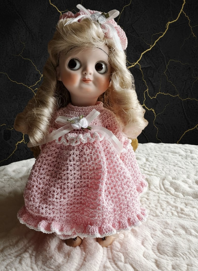Antique German Bisque Googly Doll Figurine Google Eye Porcelain Character - 2
