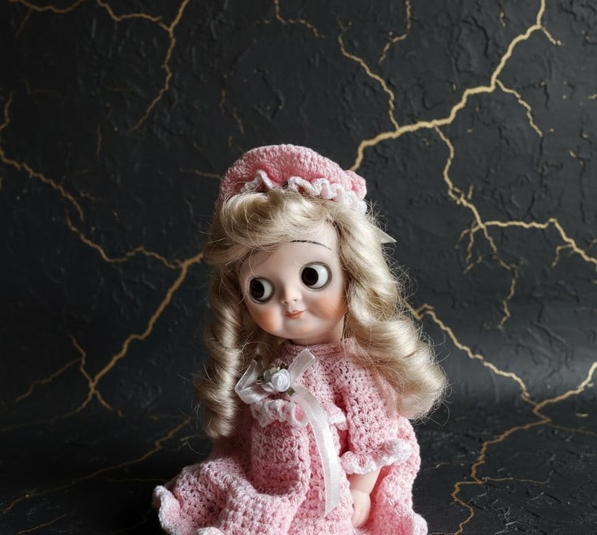 Antique German Bisque Googly Doll Figurine Google Eye Porcelain Character - 4