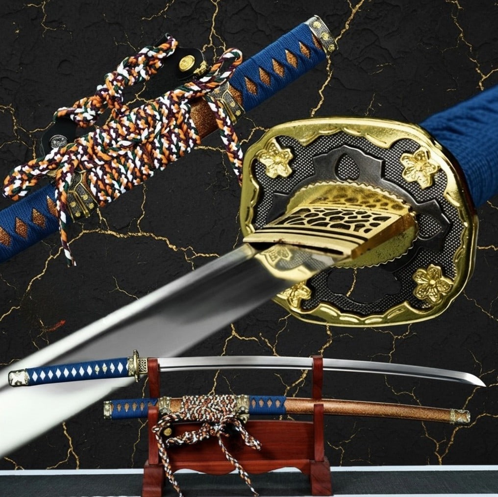 Hand-Forged High Carbon Spring Steel Tachi Katana Sharp Full Tang Sword: Title:Hand-Forged High Carbon Spring Steel Tachi Katana Sharp Full Tang Sword Description:This professionally handcrafted sword is constructed using traditional methods, featuring a high-quality