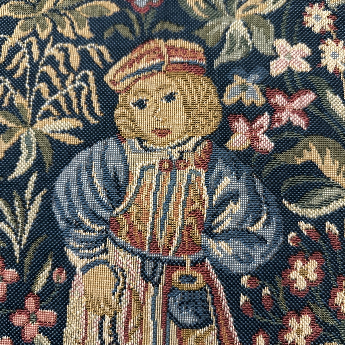Vintage French Style Wall Tapestry Lady Playing Organ Art 43" x 37" - 3