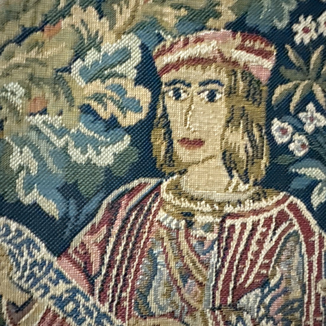 Vintage French Style Wall Tapestry Lady Playing Organ Art 43" x 37" - 6