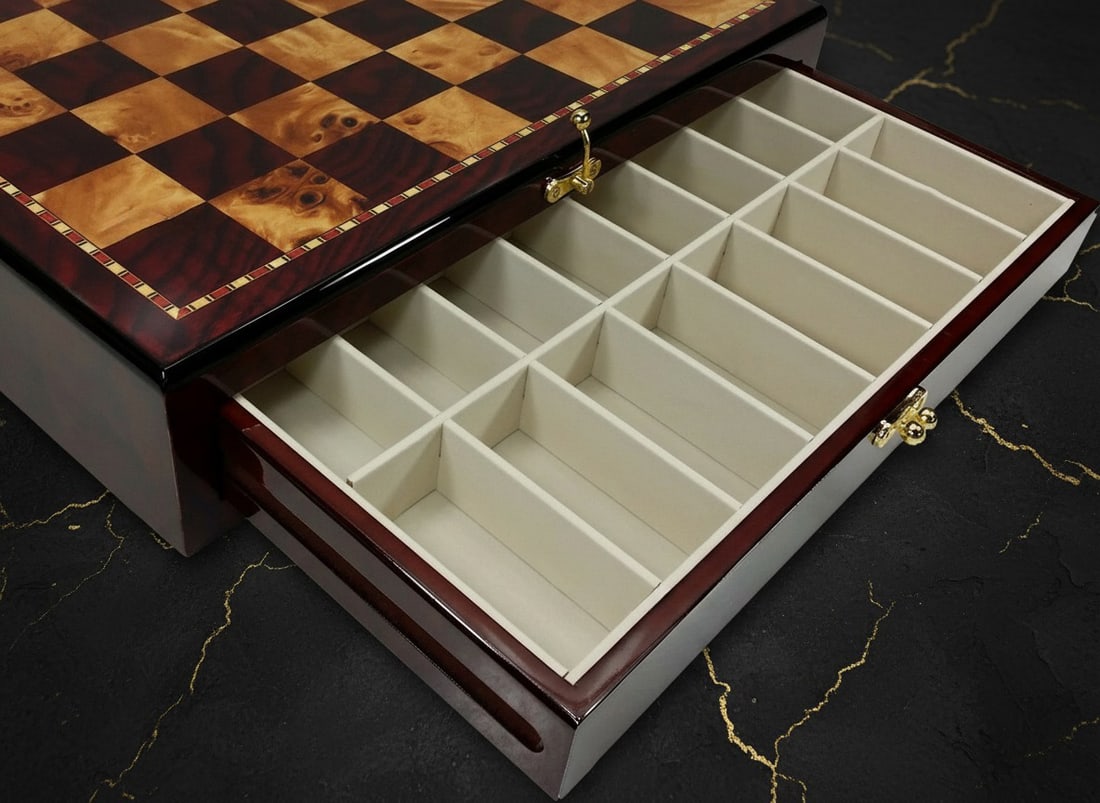 Revolutionary War Themed Chess Set Wooden Storage Board Cherry Finish - 2