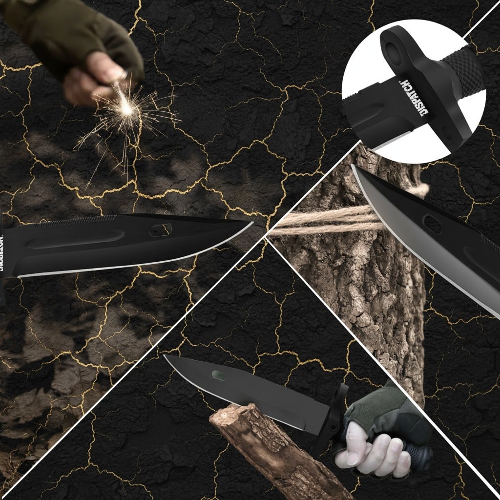 12" Outdoor Survival Fixed Blade Knife with Sheath Tactical Camping Tool - 7